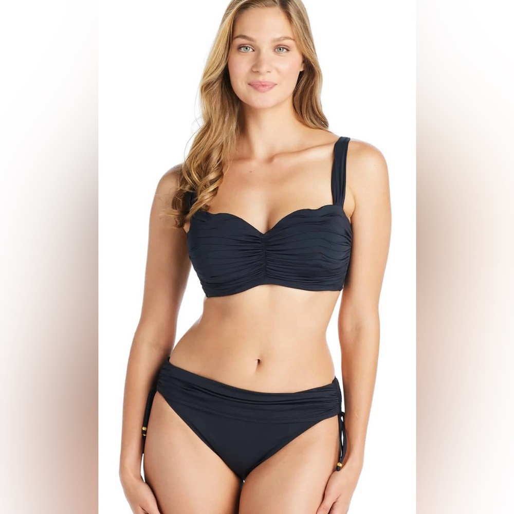 NWOT Kore Underwire D Cup Shirred Bandeau Bikini Top